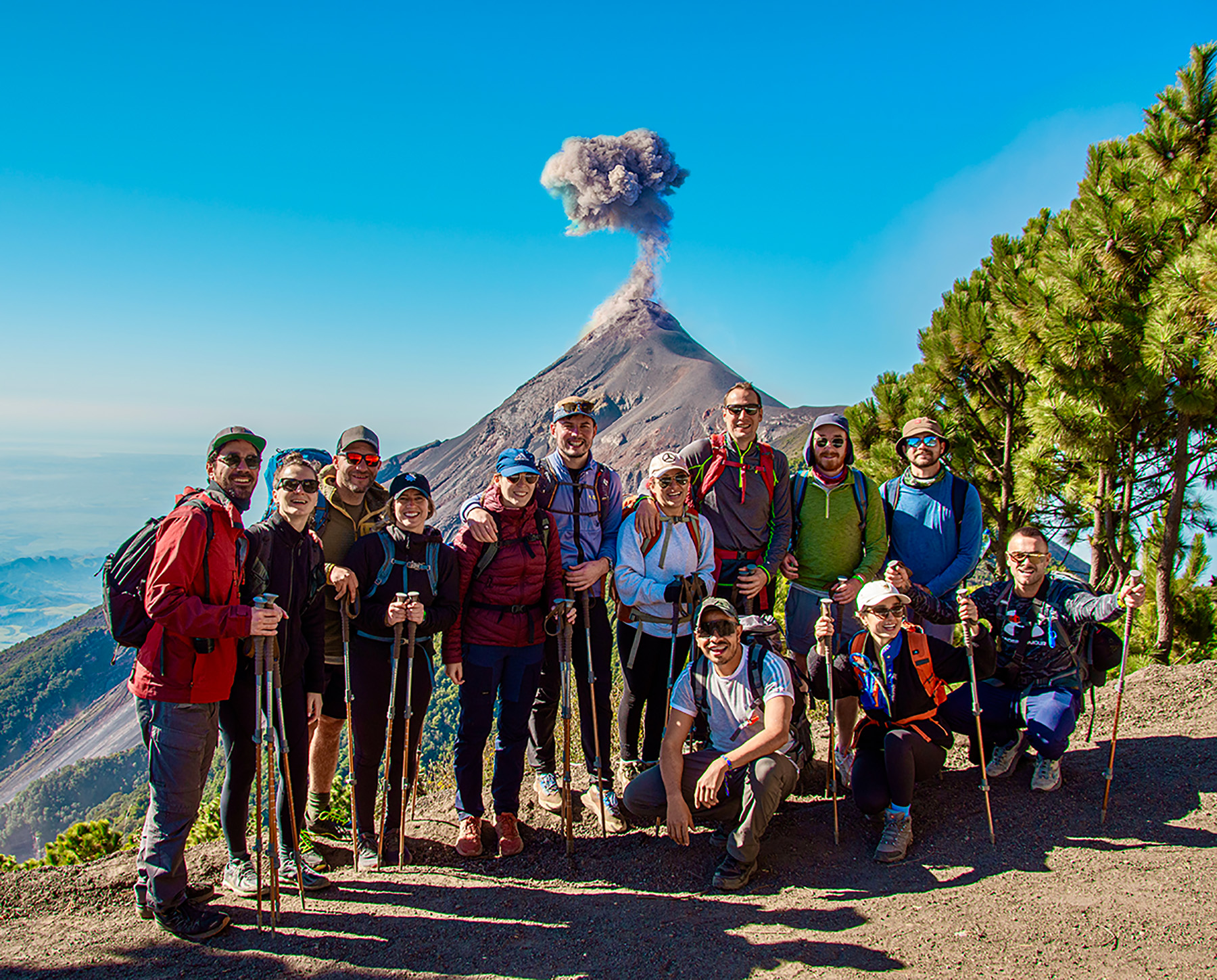 Tourists on Acatenango 4x4 tour in July Guatemala