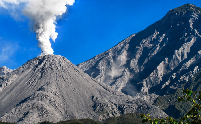 Fuego volcano erupting viewed from Antigua Guatemala August 2026