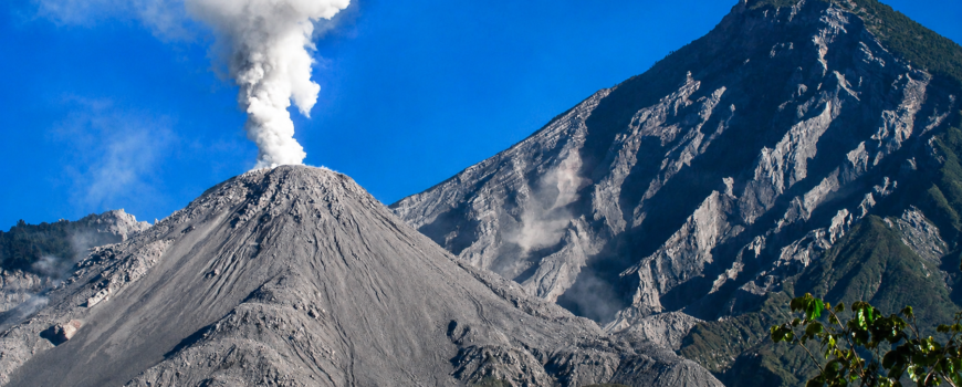 Fuego volcano erupting viewed from Antigua Guatemala August 2026